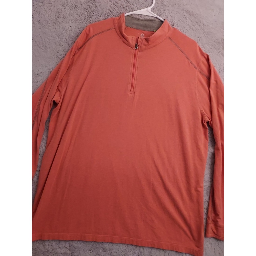 Tasc Pullover Mens 2XL XXL Bamboo Blend Performance Quarter Zip Orange Golf Prep